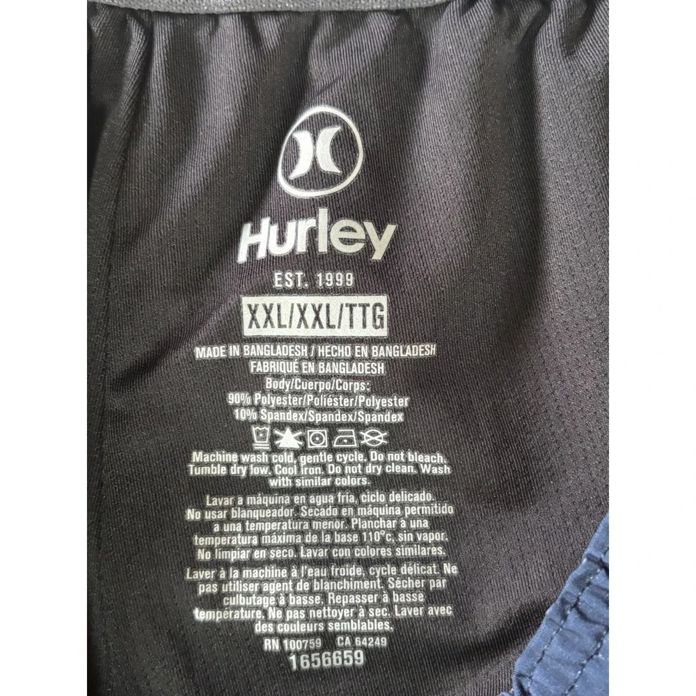 Hurley Mens XXL Board Shorts Navy Blue Swim Trunks Elastic Waist Drawstring